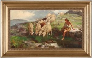 Shepherd Tending To Sheep by John (Giovanni) Califano