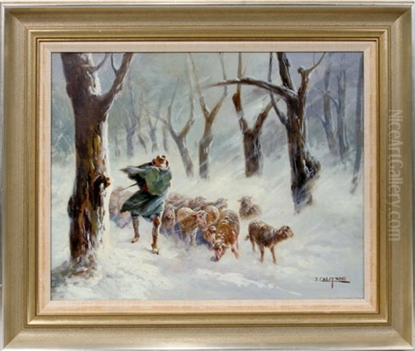 Sheep Herder In Winter - view 1