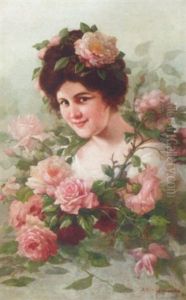 A Young Lady Surrounded By Roses A Young Lady Surrounded By Roses