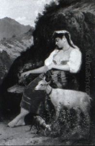 A Shepherdess With A Goat