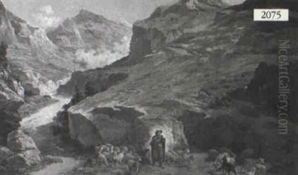Mountain Landscape With Shepherd - view 1