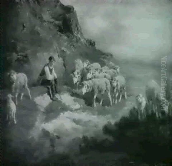 Shepherd Tending His Flock - view 1