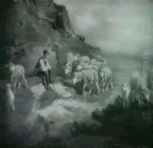 Shepherd Tending His Flock by John (Giovanni) Califano