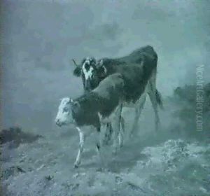 Kuh Mit Kalb Am Wiesenhang by John (Giovanni) Califano