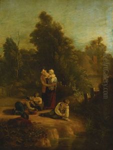 Landscape With Mother And Children by Augustus Wall (Sir.) Callcott