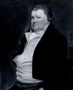Portrait Of A Man, Seated Half Length, Wearing A Yellow Waistcoat, Brown Jacket And A White Cravat