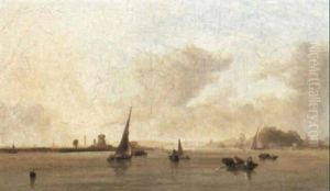 Fishing Vessels In A Calm Off The Shore