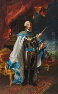 Retrato De Carlos Iii De Cuerpo Entero Vistiendo Armadura Y El Habito De Su Orden by Andres De La Calleja