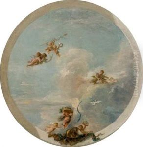 Putti Dans Les Nuees by Alphonse-Apollodore Callet