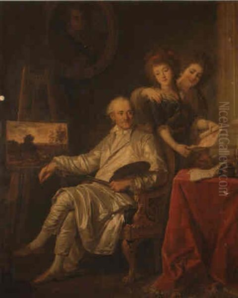 Portrait Of The Comte De Cromot, With His Two Daughters-in-law - view 1