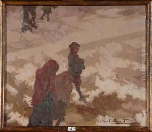 Enfants Sous La Neige by Charles Rene Callewaert
