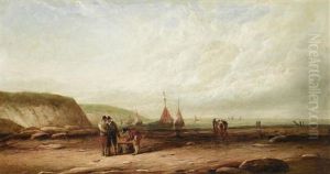 Low Tide Gather And Fishermen Gather, A Pair by John Callow