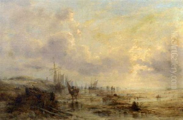 Fisher Folk With Sailing Ships On The South Coast - view 1