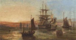 A Busy Anchorage At Dusk