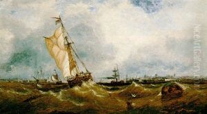 River Estuary With Boats At Sail by John Callow