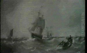 Off Portsmouth Harbour-a Fresh Breeze & Blowing  Fresh Off The South Pier-sunderland by John Callow