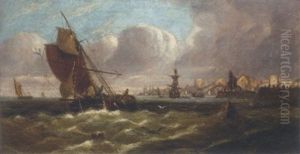 Blustery Conditions Off The Harbour Mouth by William Callow
