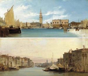 View Of The Piazzetta, Venice, Including The Libreria, The Campanile, San Marco, The Doge's Palace And The Bridge Of Sighs by William Callow