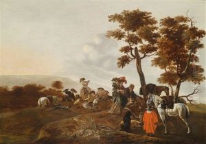 Eine Jagdgesellschaft by Abraham Van Calraet