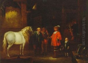 A Gentleman Inspecting A Horse In A Stable A Gentleman Inspecting A Horse In A Stable