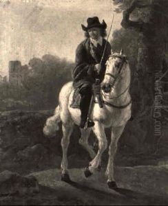 A Horseman In A Landscape by Abraham Van Calraet