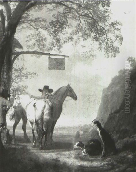 Two Horsemen Before An Inn - view 1