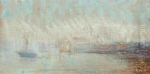 Vue Du Bassin De Saint Marc Vers La Salute by Adolphe Felix Cals