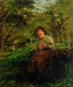 Jeune Fille Dans Un Verger by Adolphe Felix Cals