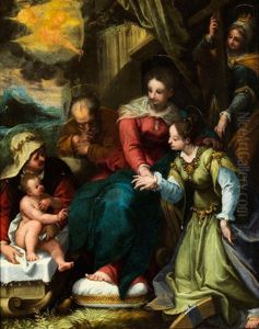 Die Mystische Vermahlung Der Heiligen Katharina by Denys Calvaert