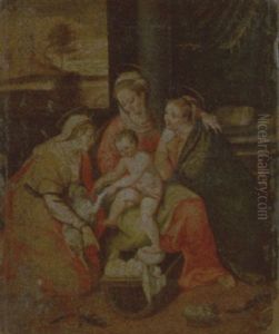 Madonna Con Bambino, Sant'agnese E Un'altra Santa by Denys Calvaert