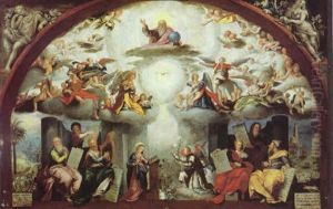 The Annunciation With The Prophets Who Predicted The Coming Of The Messiah by Denys Calvaert