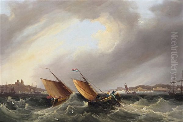 Fishing Boats In A Rough Sea - view 1