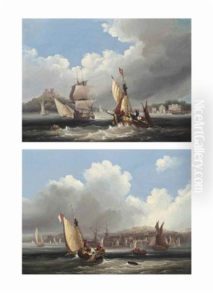 Congested Waters Off Cowes; And Fishermen Hauling In The Nets, Ryde - view 1
