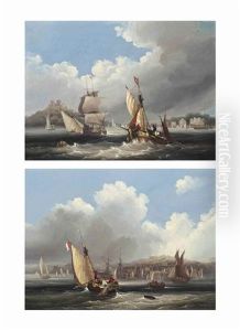 Congested Waters Off Cowes; And Fishermen Hauling In The Nets, Ryde by Frederick Calvert