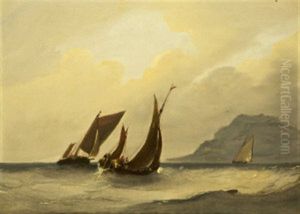 Coastal Scenes With Sailing Vessels, Evening (+ Another; A Pair) by Frederick Calvert