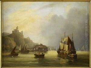 Shipping Off The English Coast (+ Another; Pair) by Frederick Calvert