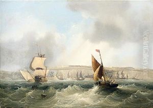 Fishing Boats Off The Coast (+ A Dutch Fishing Vessel Off The Coast; Pair) by Frederick Calvert