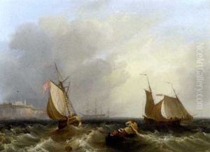 A Royal Naval Armed Cutter Heading Inshore Off The Mouth Of The Tyne by Frederick Calvert