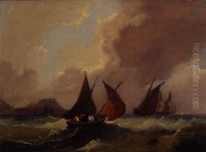 Boote Auf Bewegter See by Frederick Calvert