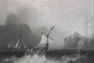 Vessels In A Stiff Breeze Off St. Michael's Mount, Cornwall Vessels In A Stiff Breeze Off St. Michael's Mount, Cornwall