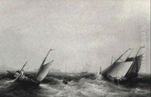 Lighthouse And Fort, Mouth Of The Mersey by Frederick Calvert