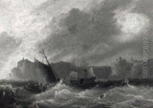Dangerous Waters Off A Dramatic Coastline by Frederick Calvert