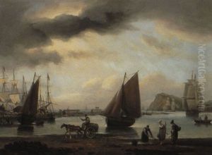 Dutch Shipping In Rough Seas Off The Coast by Frederick Calvert