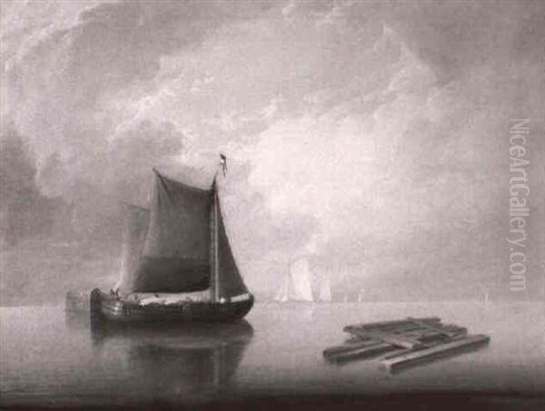 Dutch Barges And Other Shipping In Calm Waters - view 1