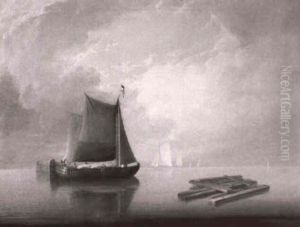 Dutch Barges And Other Shipping In Calm Waters by Frederick Calvert