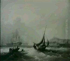 Merchant And Fishing Vessels Off Dover by Frederick Calvert