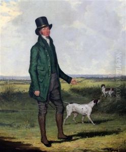 Portrait Of Mr Mansell Standing In A Landscape With Two Pointers