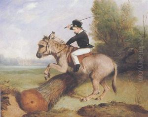 Portrait Of Thomas Walker Stubbs, As A Boy On A Donkey Jumping A Log Before A Country House