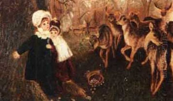 Two Girls With Deer - view 1