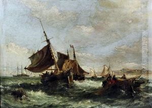 Fishing Boats At Sea by Samuel W. Calvert